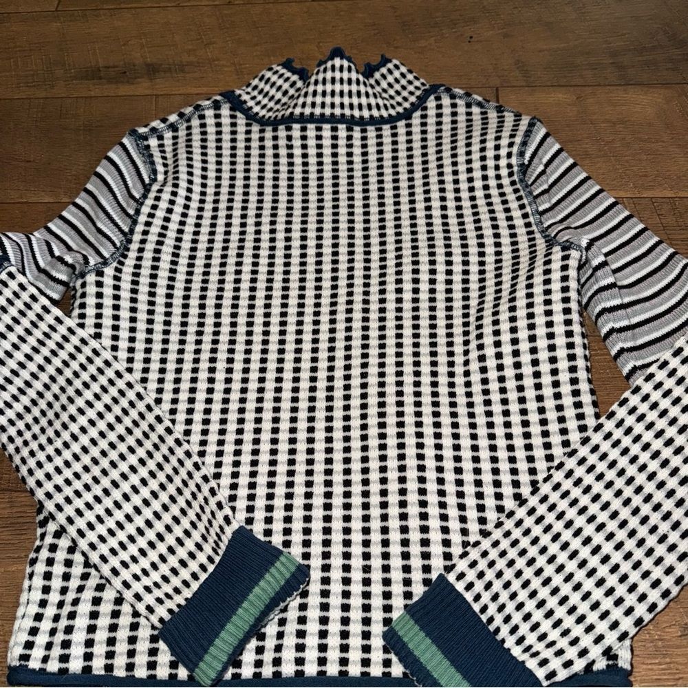 We the free blue and White Checkered Sweater